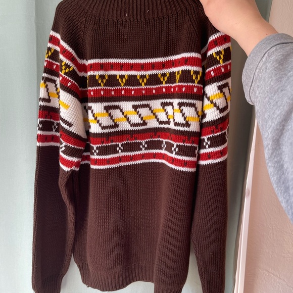 Vintage JC PENNYS 1980s Knit Mock Neck Sweater brown boys large - Picture 5 of 5